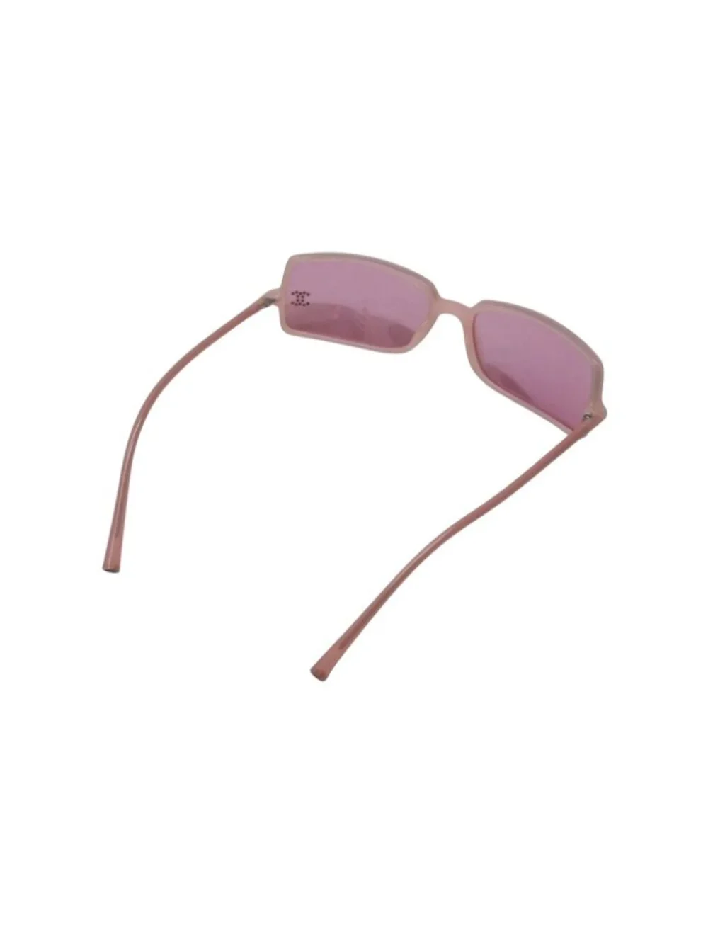 Chanel CC Logo Rhinestone Square Sunglasses Pink Acetate Eyewear